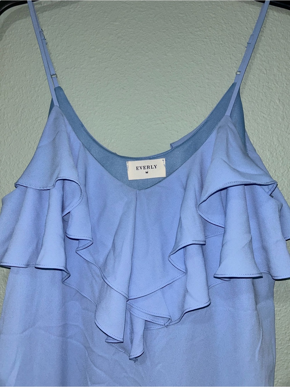 Everly Light Blue Ruffle Cami - Picture 2 of 8